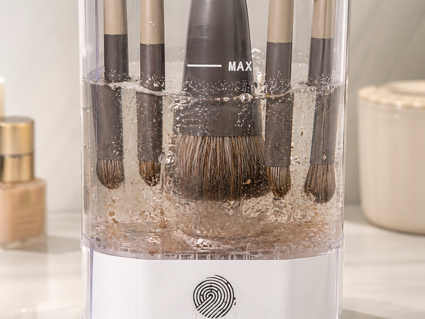 Dirty brush showing residue buildup at bristle roots