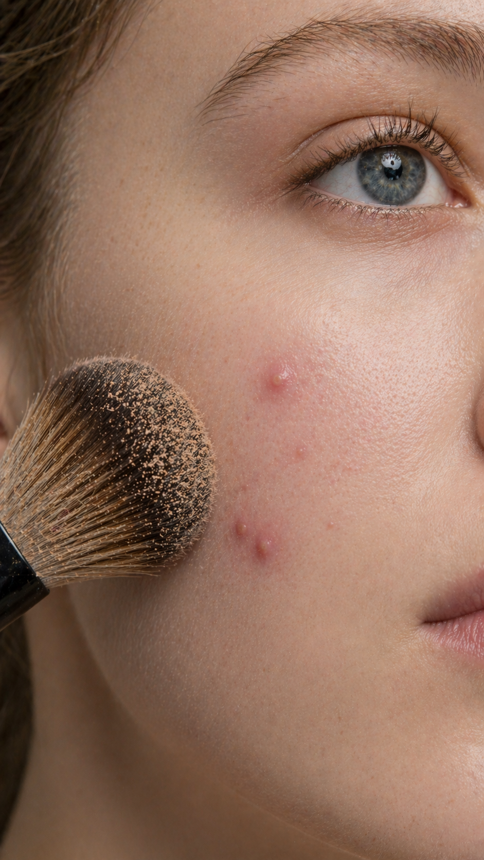 Woman using the percussive brush cleaner in a luxurious bathroom setting